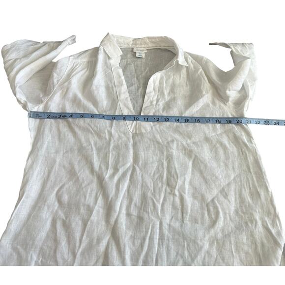 Sigrid Olsen Blouse White Linen Lagenlook V-Neck Relaxed 3/4 Sleeve Medium - Picture 9 of 11